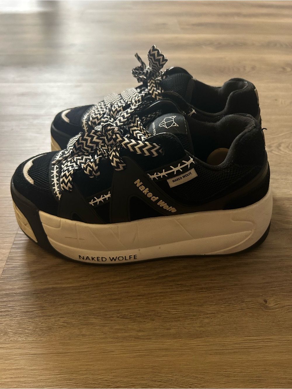 Naked Wolfe Black and White Platform Sneakers | Wmns size 8